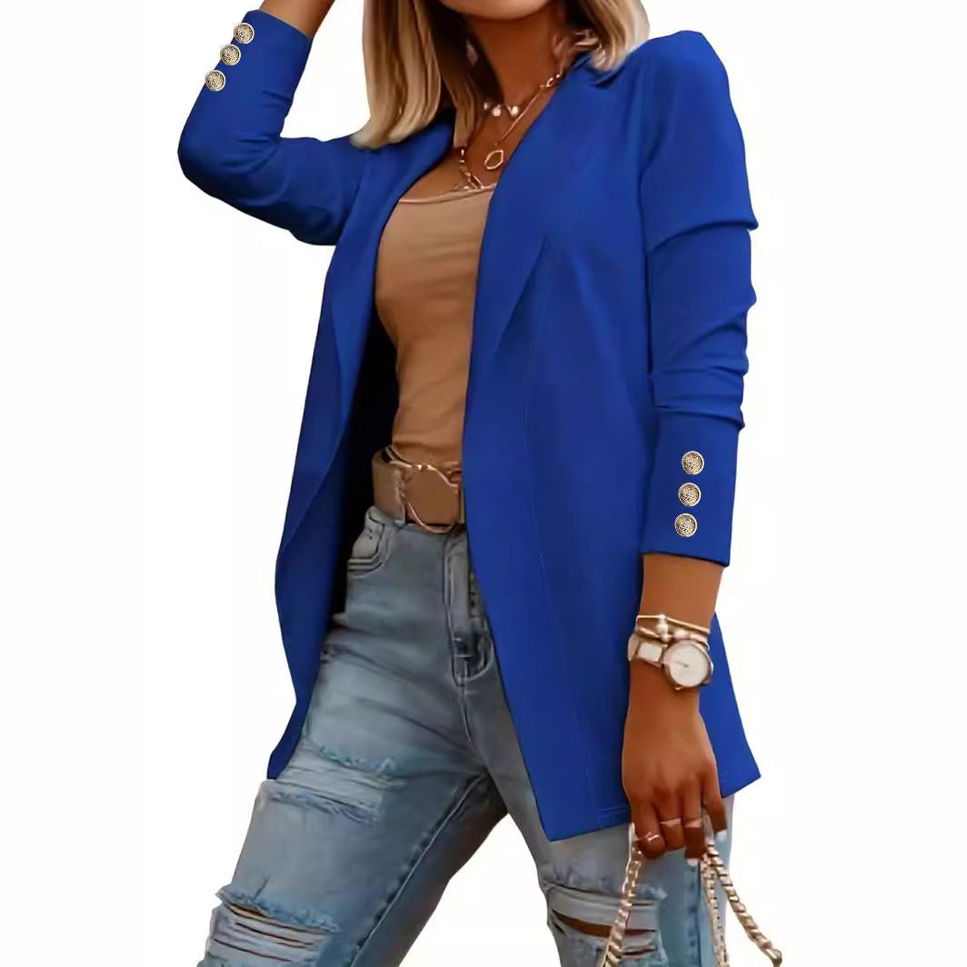 Damen Eleganter Blazer mit glamourösen Knöpfen und taillierter Passform Drune