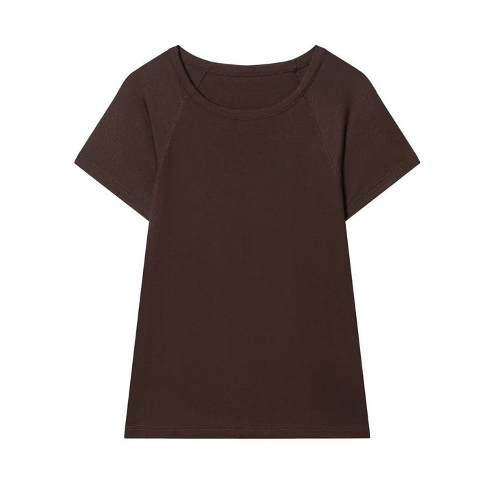 Damen Casual T-Shirt mit rundem Halsausschnitt und bequemen Raglanärmeln Drune