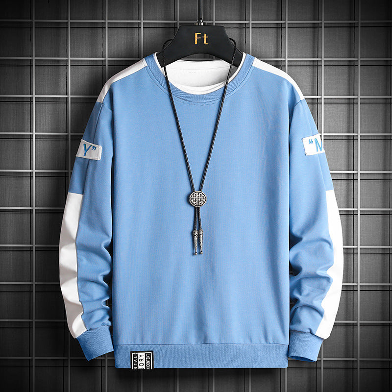 Herren Lockeres Sweatshirt im Urban-Layer-Look mit Schulterpaneelen und geripptem Saum Drune
