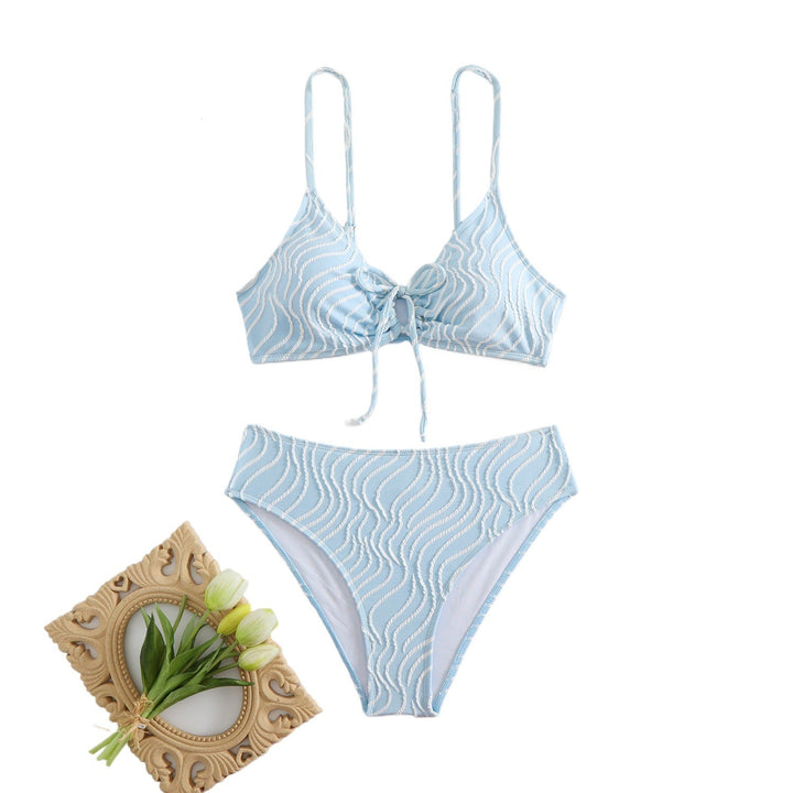 Damen Zweiteiliger Bikini mit verspieltem Wellenmuster Drune