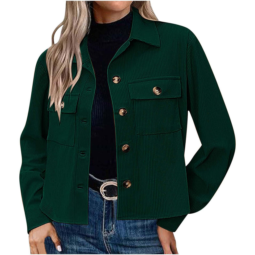 Damen lässige Utility-Jacke mit Knopfverschluss und praktischen Brusttaschen Drune