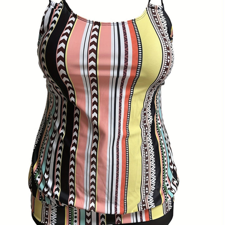 Damen Tankini mit modischem Oberteil und sportlichem Schnitt Drune