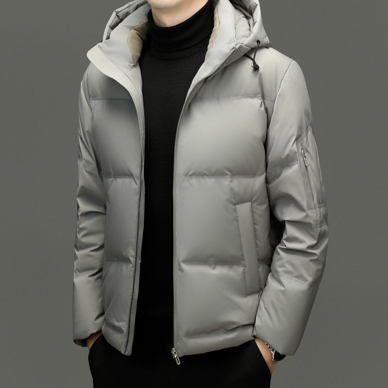 Herren Daunenjacke mit abnehmbarem Kapuzenkragen und wasserabweisender Oberfläche Drune