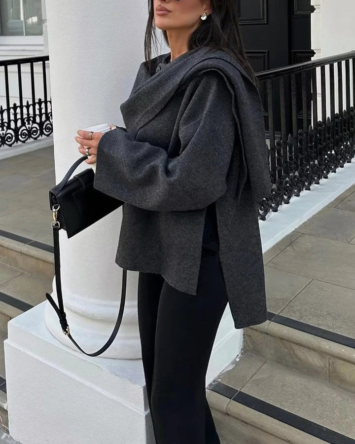 Drune | Boulevard Asymmetrischer Schal Verkürzte Gestrickte Jacke