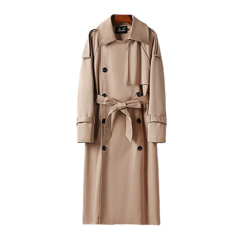 Herren Langer Doppelreihiger Trenchcoat mit Taillengürtel, Epauletten und klassischem Schalkragen Drune