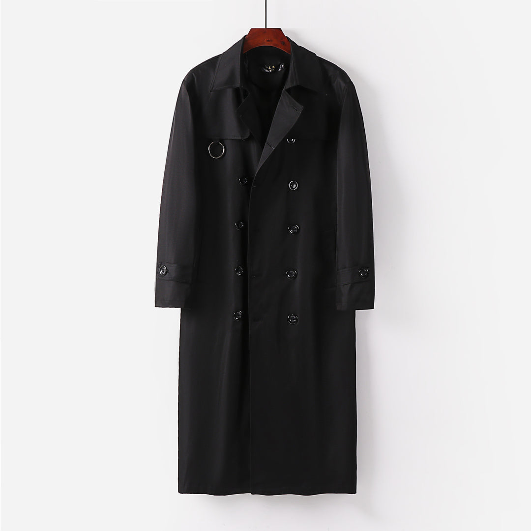 Herren Doppelreihiger Leichter Trenchcoat mit Taillengürtel Drune