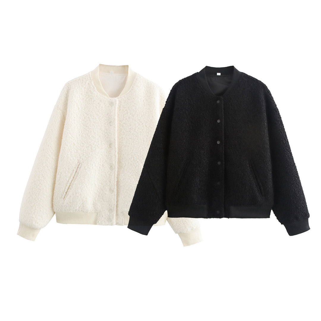 Damen Oversized Fleecejacke mit Knopfverschluss und Seitentaschen Drune