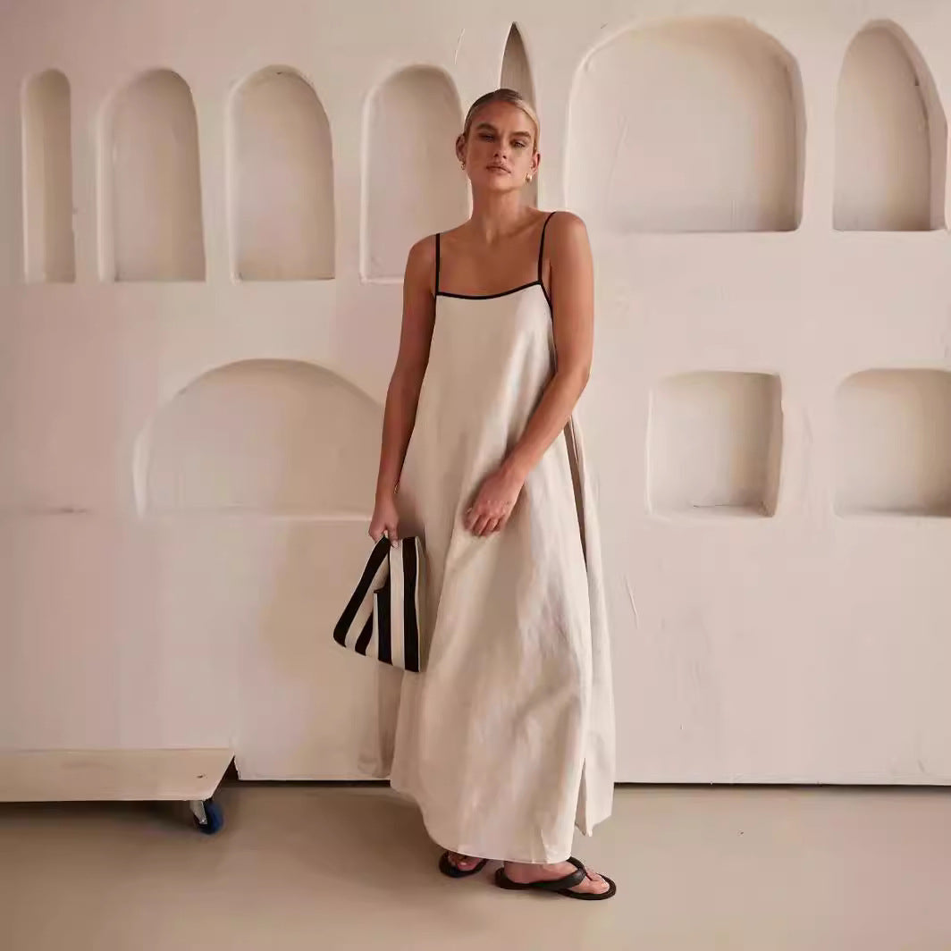 Damen Sommerliches Maxikleid mit schmalen Spaghettiträgern und fließendem Schnitt Drune