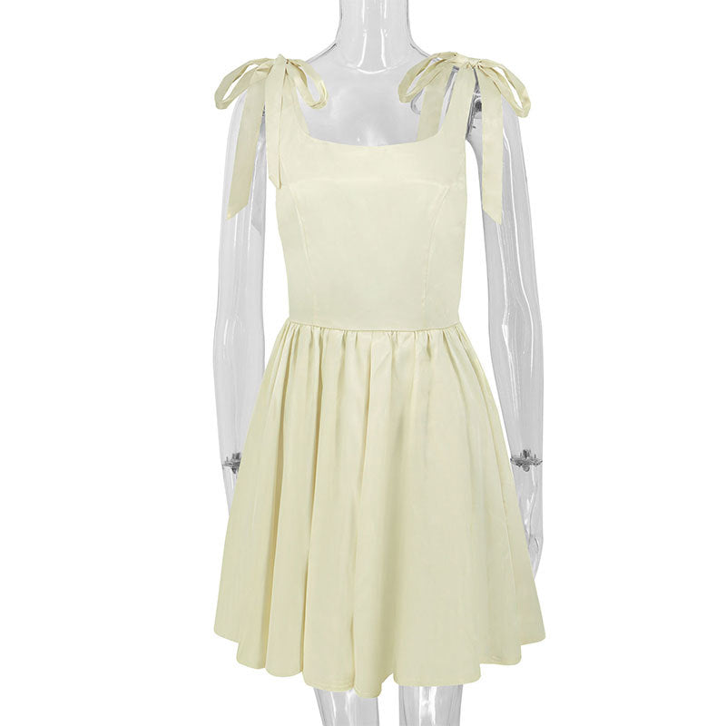 Damen lässiges Sommerkleid mit Schleifen Drune
