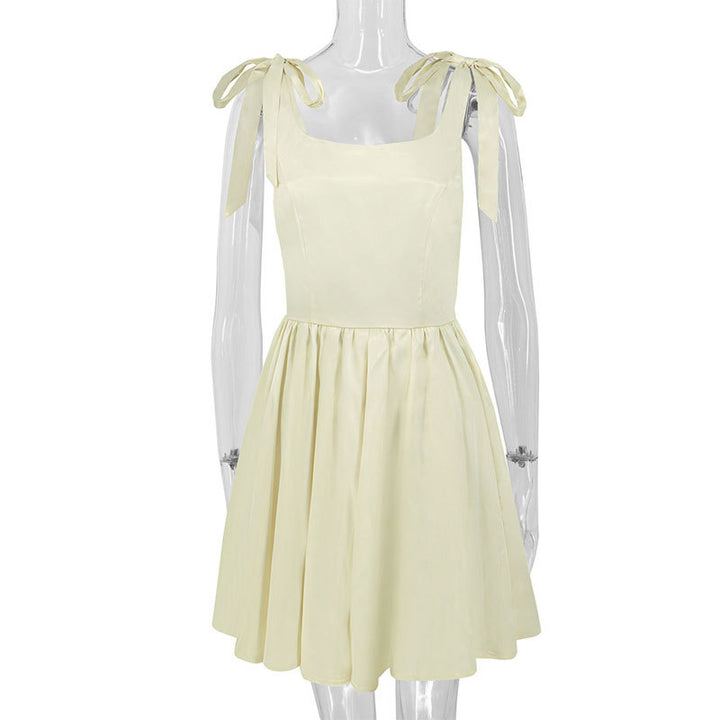 Damen lässiges Sommerkleid mit Schleifen Drune
