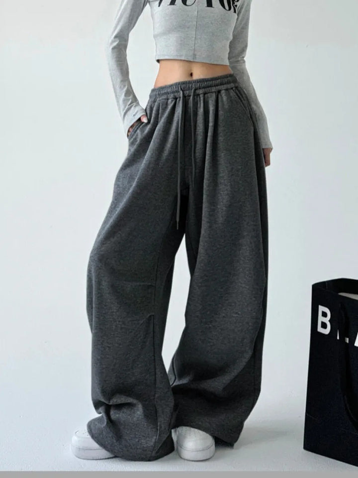 Damen nan extraweite High‑Waist-Loungehose mit elastischem Kordelbund, Kordelzug und praktischen Seitentaschen Drune