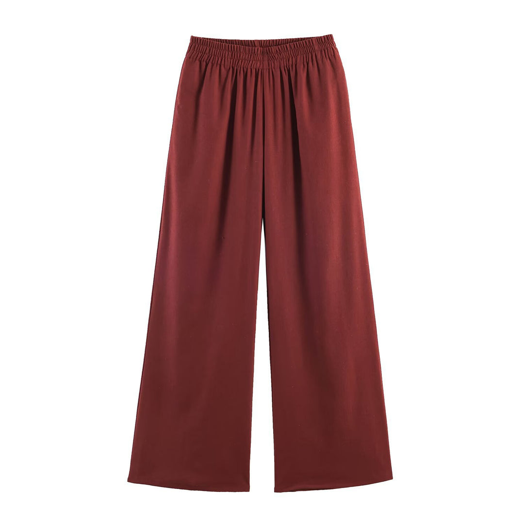 Damen Zweiteiliges Anzug-Set Wickelblazer mit Bindegürtel und Palazzo-Hose Drune