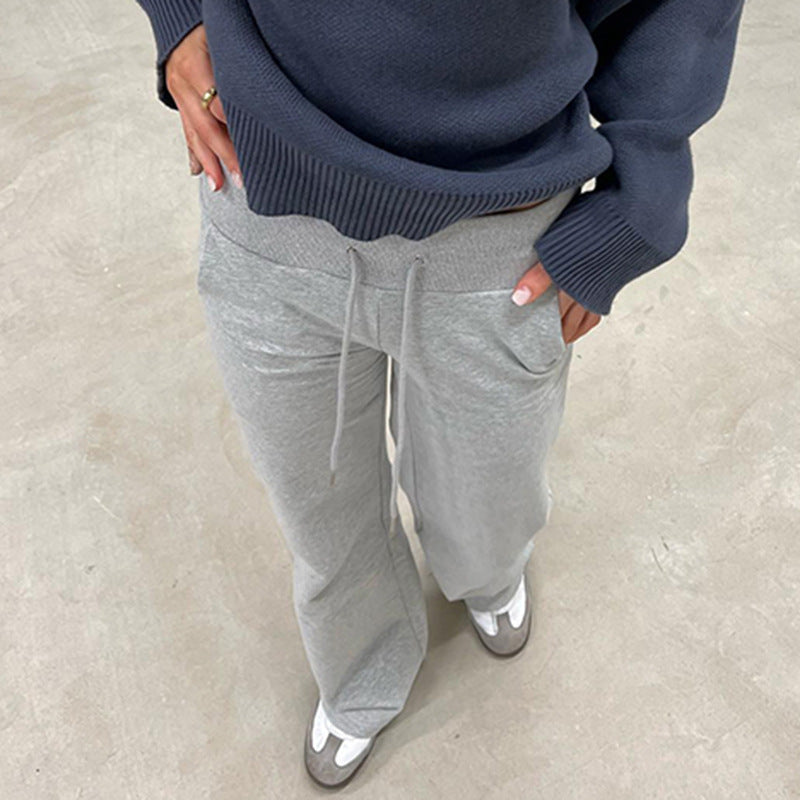 Damen nan weite Sweatpants mit hohem Komfortbund, Kordelzug und aufgesetzten Taschen Drune
