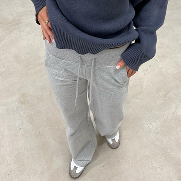 Damen nan weite Sweatpants mit hohem Komfortbund, Kordelzug und aufgesetzten Taschen Drune