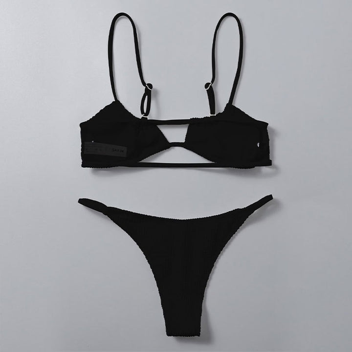 Damen Bikiniset mit trendiger Rippstruktur und verstellbaren Trägern Drune
