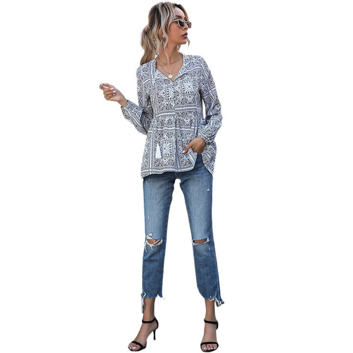 Damen Elegante Bluse mit Volantärmeln Drune