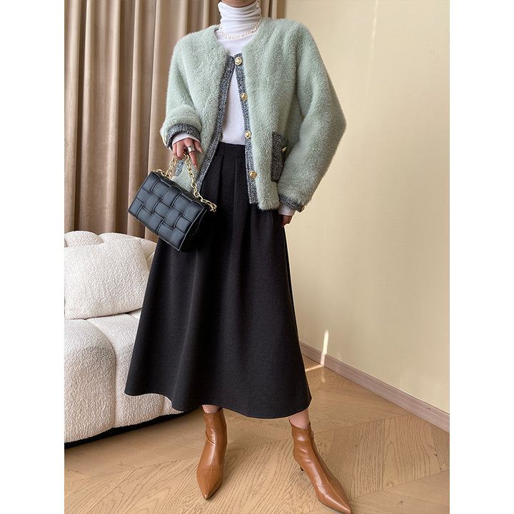 Damen kuschelige Strickjacke mit eleganten Knöpfen und praktischen Taschen Drune