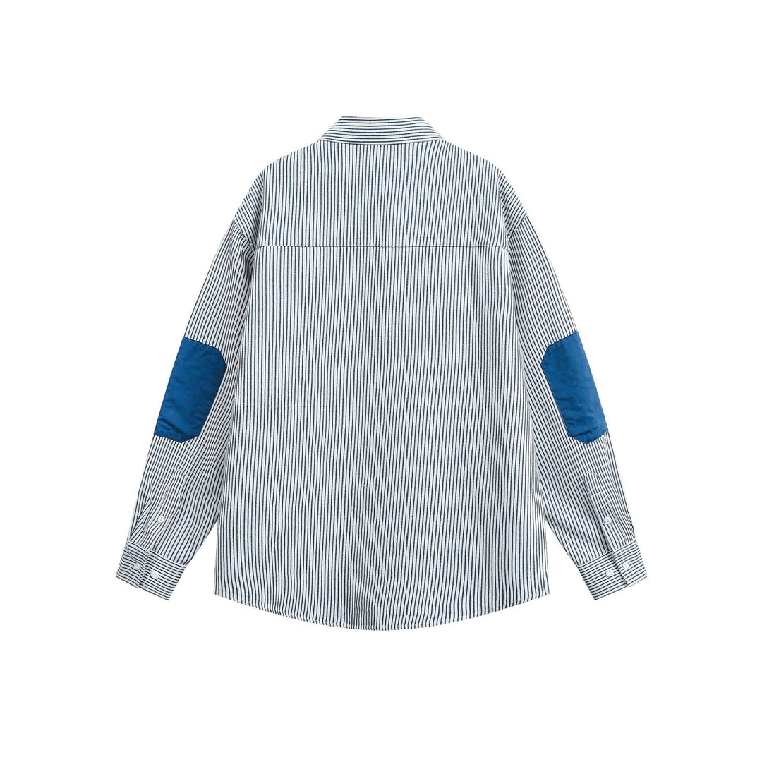 Unisex Oversize-Streifenhemd mit kontrastierter Brusttasche und Kentkragen Drune