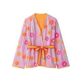 Damen Gestepptes Blumen-Kimono mit Bindegürtel Drune