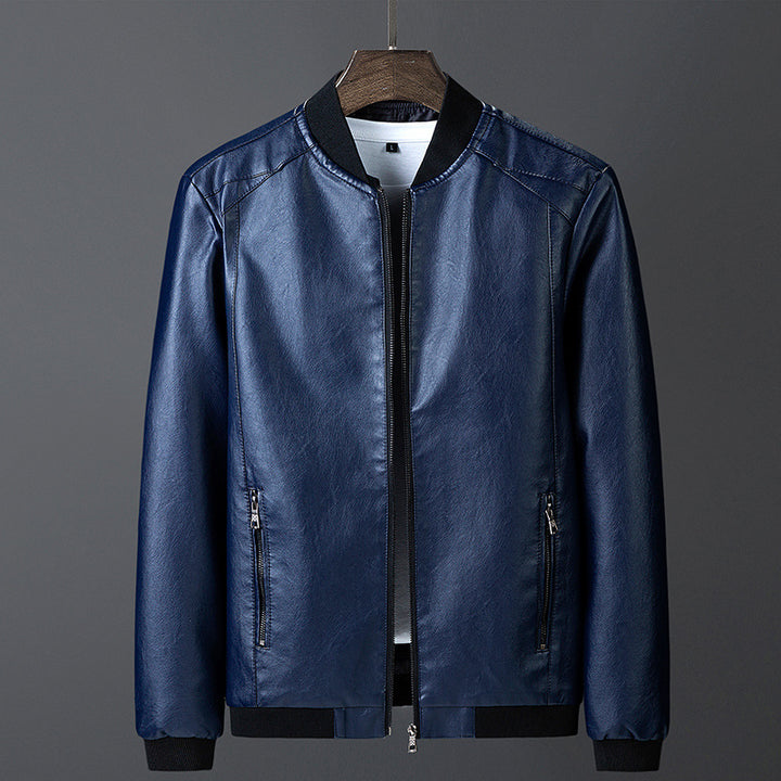 Herren Modische Kunstlederjacke mit seitlichen Reißverschlüssen