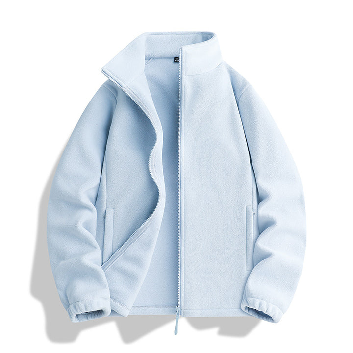 Unisex Fleecejacke mit Stehkragen, durchgehendem Reißverschluss und elastischen Bündchen Drune