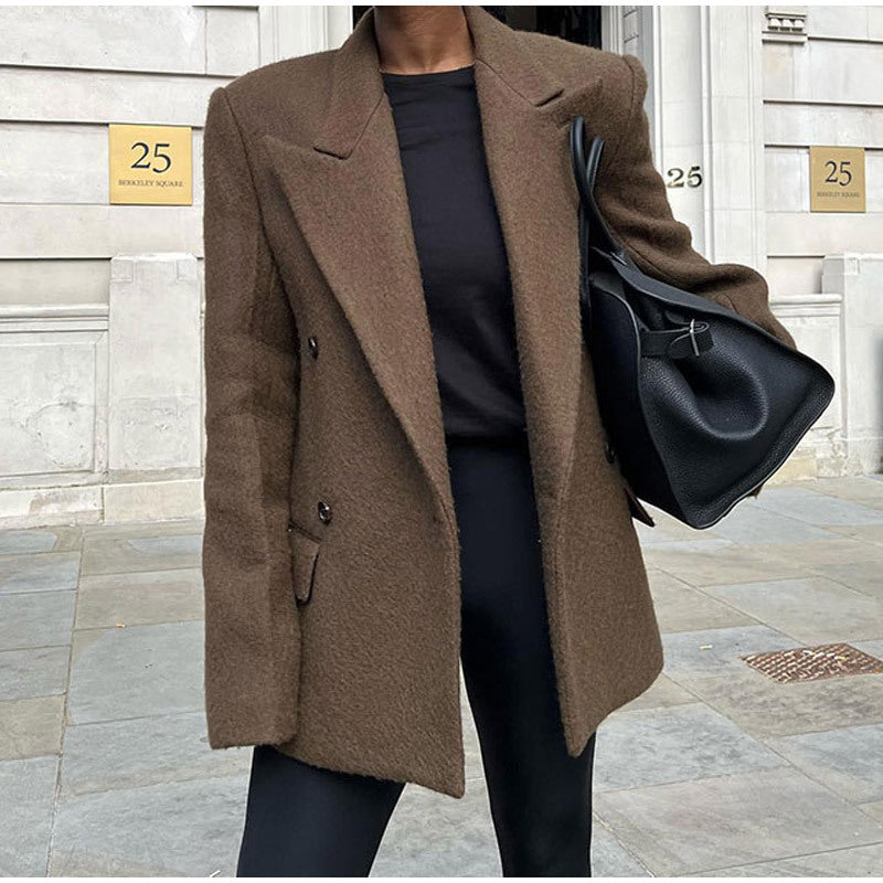Damen Oversized Blazerjacke mit doppelter Knopfleiste und breitem Revers Drune
