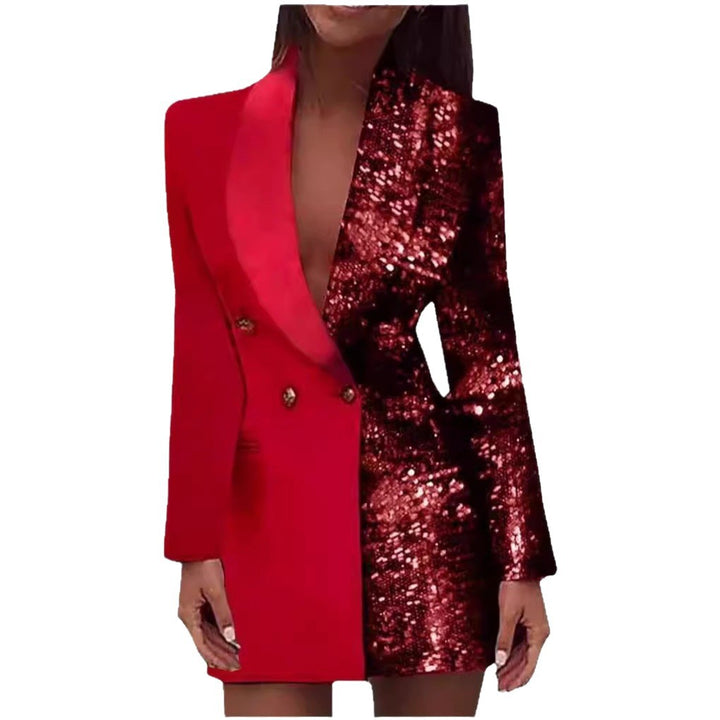 Damen Blazer-Kleid mit lässigem Luxus-Design und schimmerndem Paillettenbesatz Drune