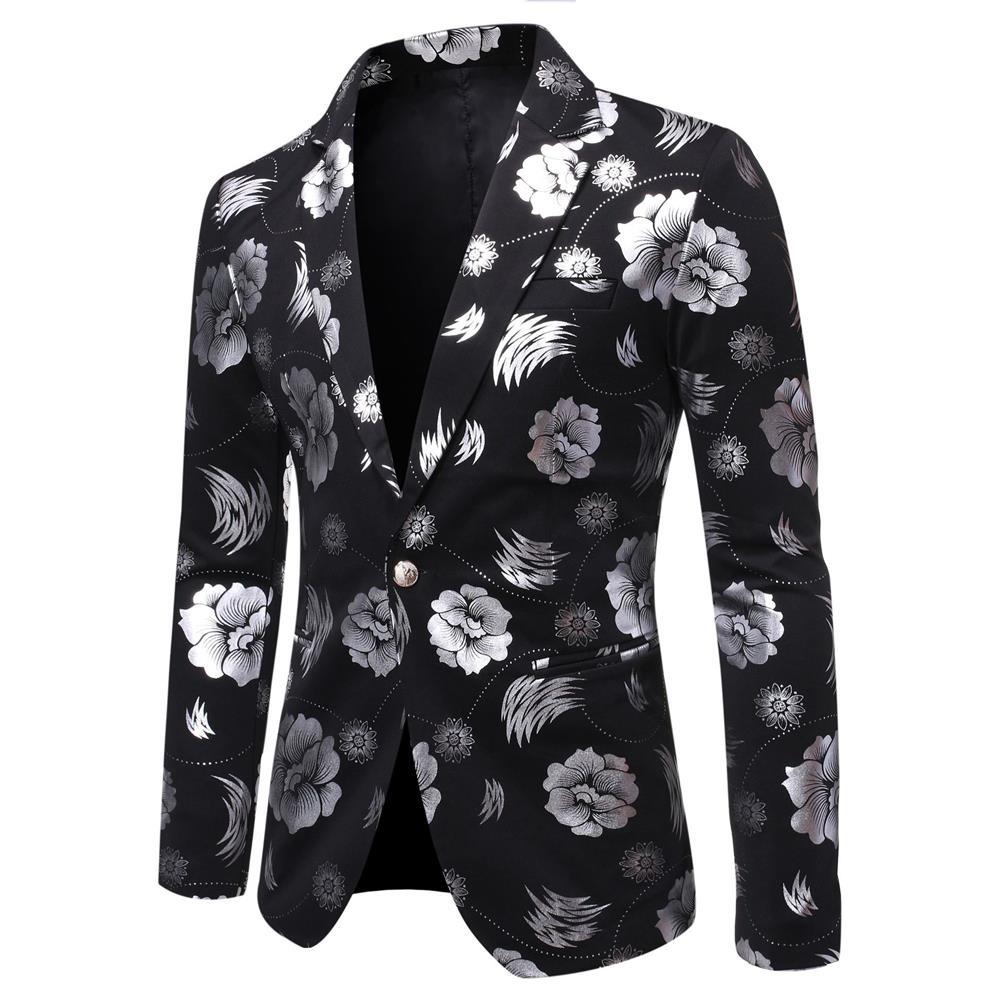 Herren Tailliertes Satin-Sakko mit Blumen-Jacquard und Schalkragen Drune