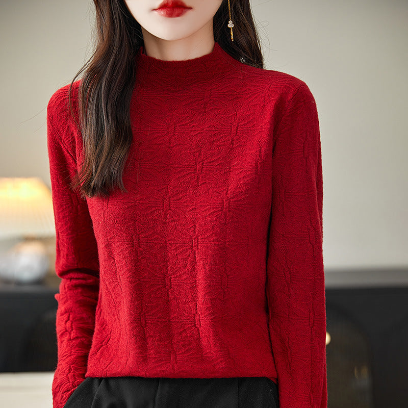 Damen Strukturiertes Feinstrick-Longsleeve mit Stehkragen und kastiger Silhouette Drune
