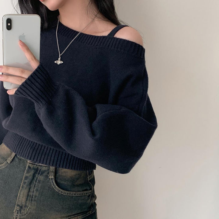 Damen Modischer Pullover mit Schulterdesign und lässigem Schnitt Drune