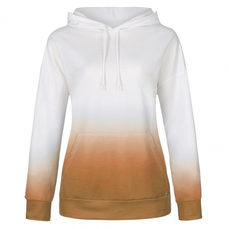 Damen Oversize Kapuzenpullover mit Dip-Dye Farbverlauf und Kängurutasche Drune