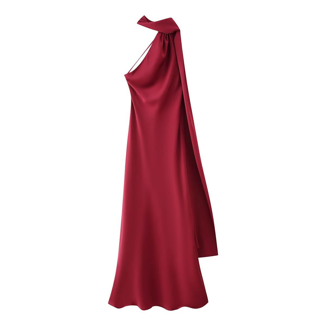 Damen Maxikleid mit asymmetrischem Schnitt und fließendem Stoff Drune