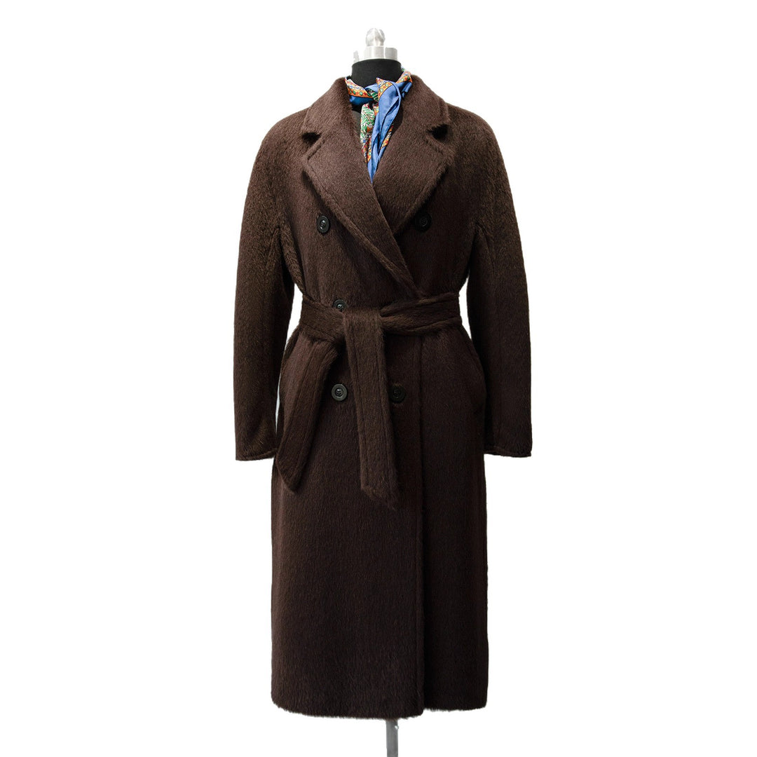 Damen Luxuriöser Doppelreihiger Fleece-Mantel Drune