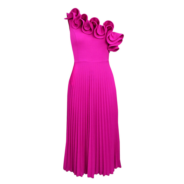 Damen Faltendes Maxikleid mit asymmetrischem Ausschnitt und Rüschen Drune