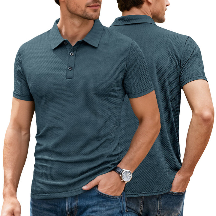 Herren nan strukturiertes Mikrojacquard-Poloshirt mit schlanker Passform und elastischem Komfortstretch Drune