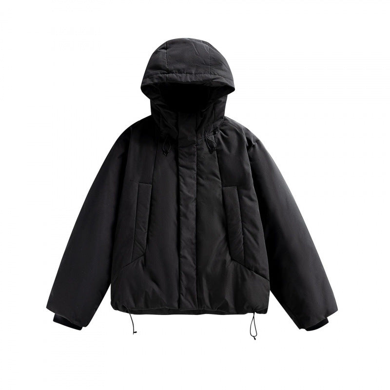 Unisex Kurze wattierte Kapuzen-Übergangsjacke im Boxy-Cut mit hohem Stehkragen Drune