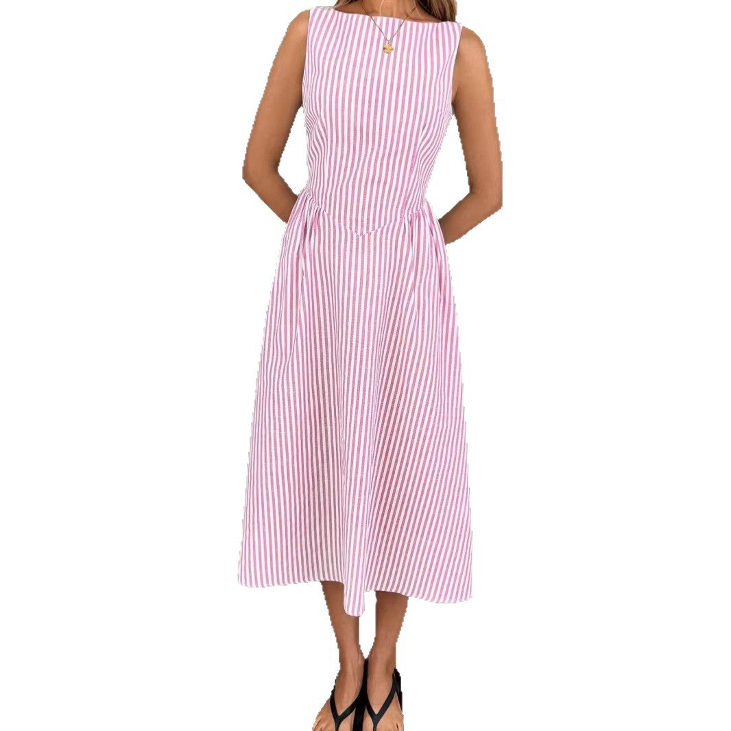 Damen Elegantes Midi-Kleid im Streifenlook Drune
