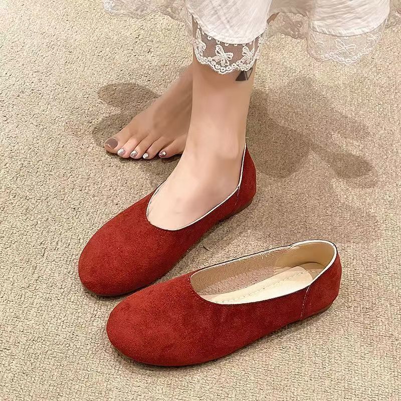 Damen Minimalistische Wildleder-Ballerina-Slipper mit gepolstertem Komfortfußbett Drune