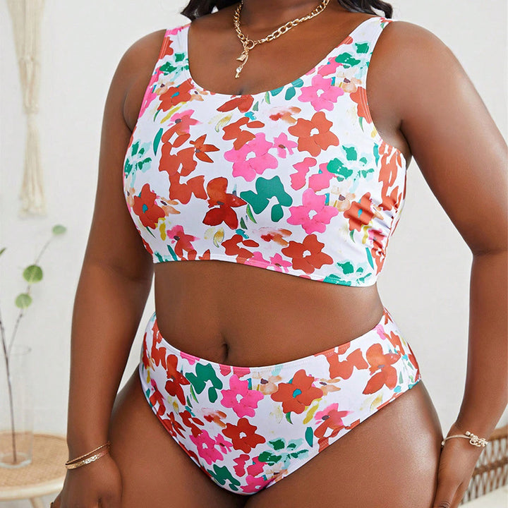 Damen Crop-Top Bikini mit floralem Muster Drune