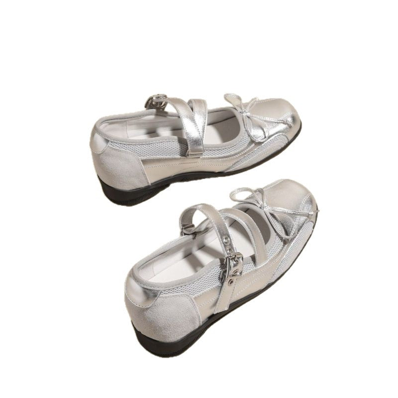 Damen Bequeme Mary-Jane-Ballerinas mit verstellbarem Schnallenriemen und rutschfester Gummisohle Drune