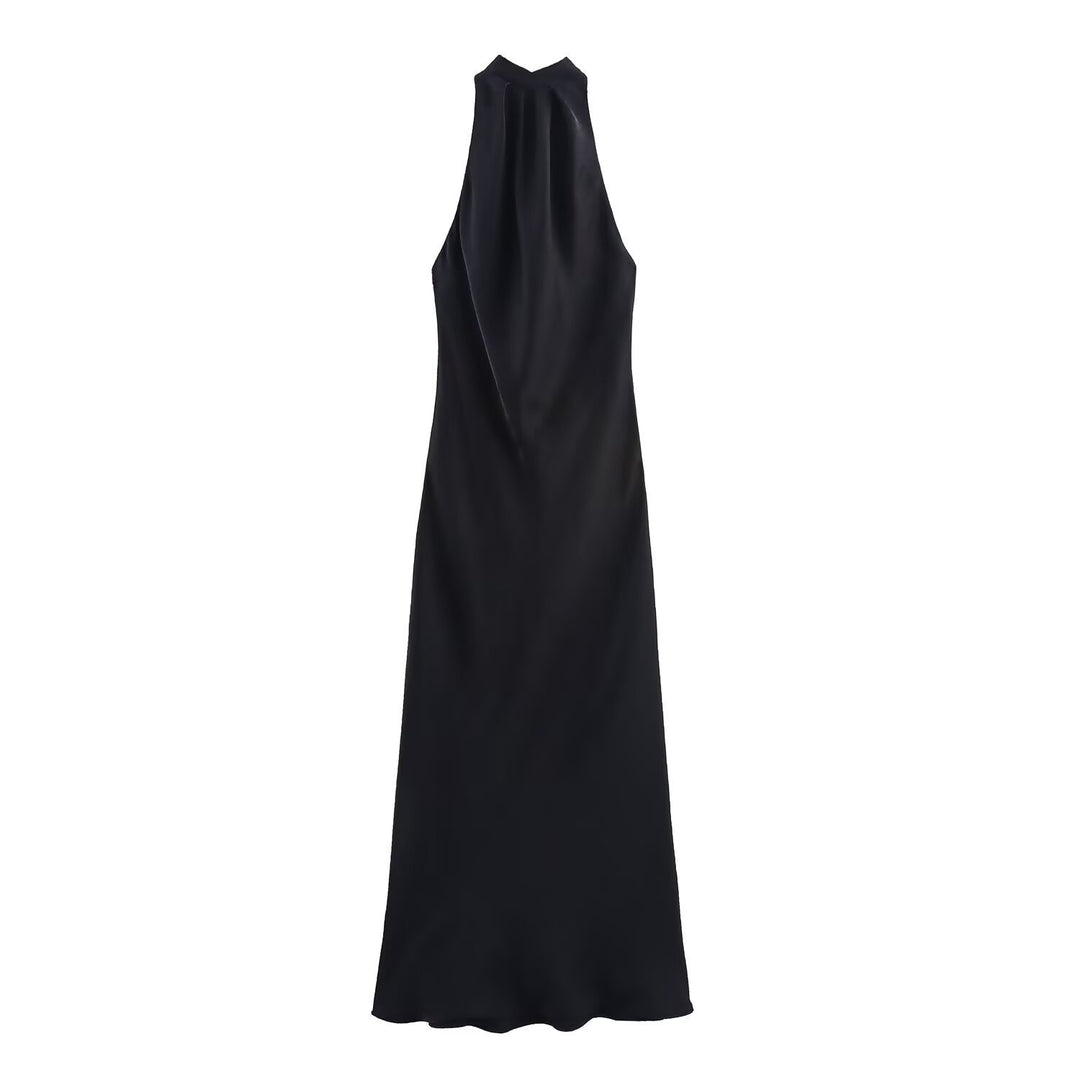 Damen Elegantes Maxikleid mit schimmerndem Wasserfallausschnitt und figurumspielendem Schnitt Drune