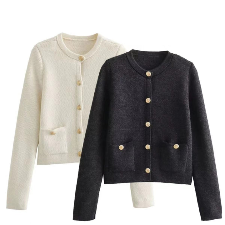 Damen Strickjacke mit dekorativen Knöpfen und Taschen Drune