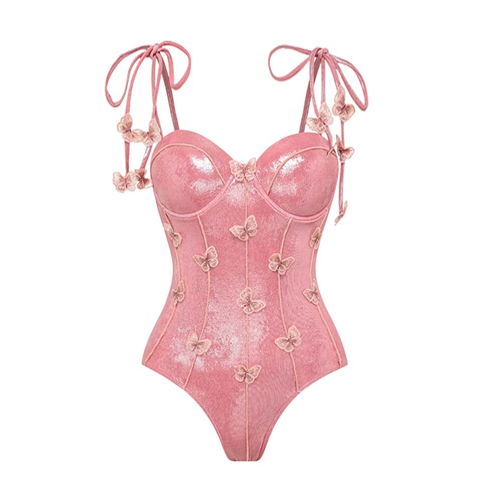 Damen Luxuriöser Schwimmanzug mit schulterfreien Rüschenträgern und passendem Maxirock Drune