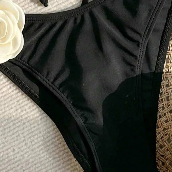 Damen Eleganter Bikini mit Blumenapplikation Drune