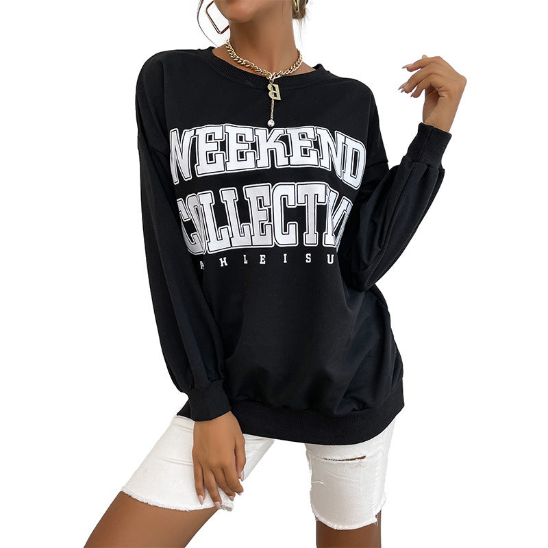 Damen Oversize-Sweatshirt mit College-Print und Raglanärmeln Drune