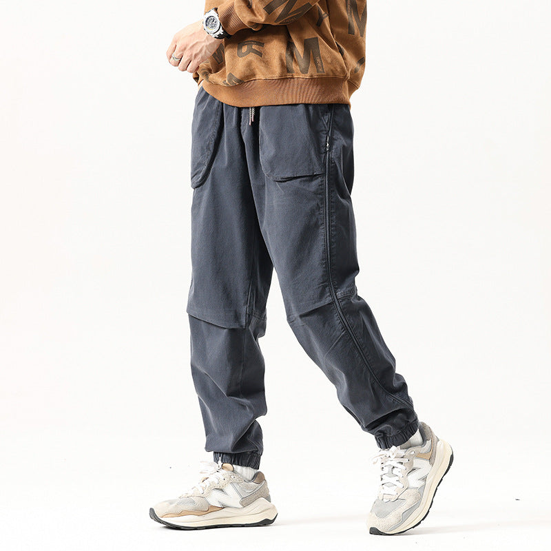 Herren Cargo-Jogginghose im Utility-Streetstyle mit Elastikbund, Tunnelzug und verstärkten Kniepaneelen Drune