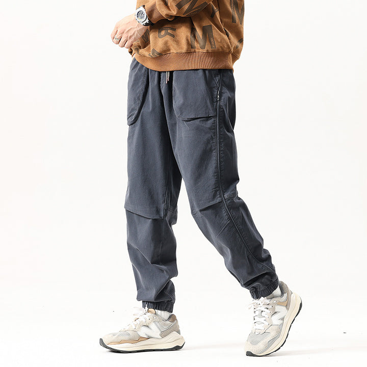 Herren Cargo-Jogginghose im Utility-Streetstyle mit Elastikbund, Tunnelzug und verstärkten Kniepaneelen Drune
