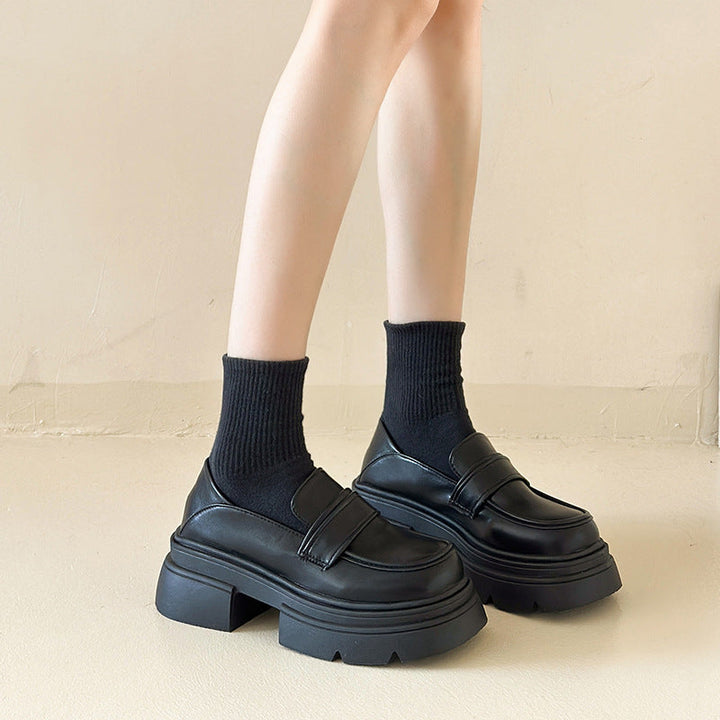 Damen Plateau-Lederschuhe mit modischem Detail und robuster Sohle Drune