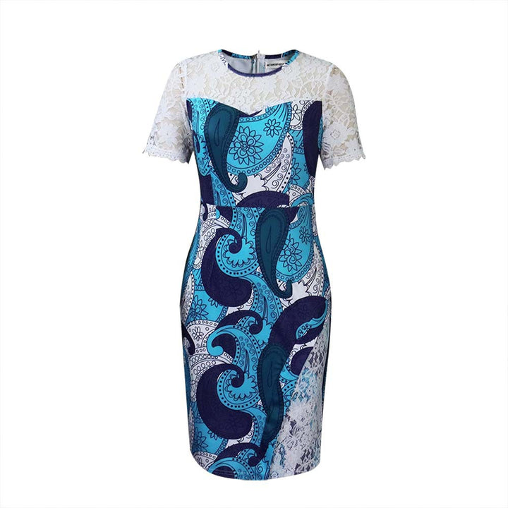 Damen Spitzenkleid mit modischem Mustermix und figurbetontem Schnitt Drune