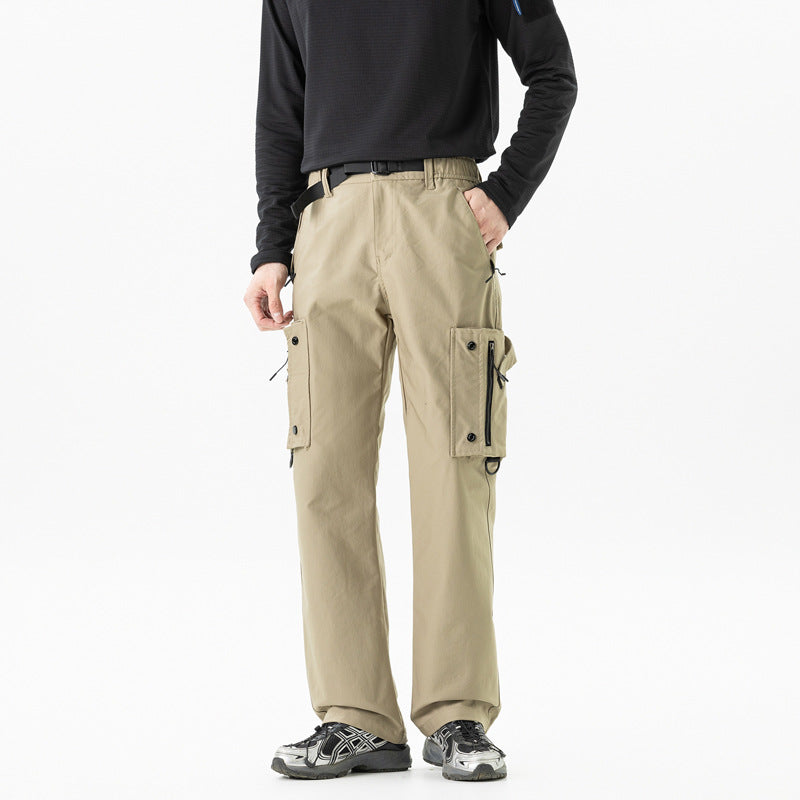 Herren Slim‑Tapered Cargo‑Hose mit Zipper‑Taschen, D‑Ring und Komfortbund Drune